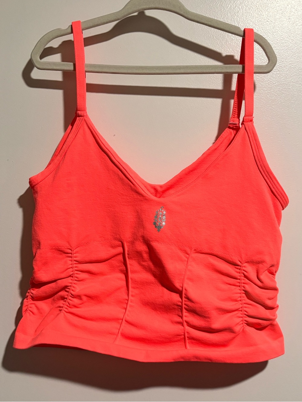 Free People Bright Neon Coral Cropped Top